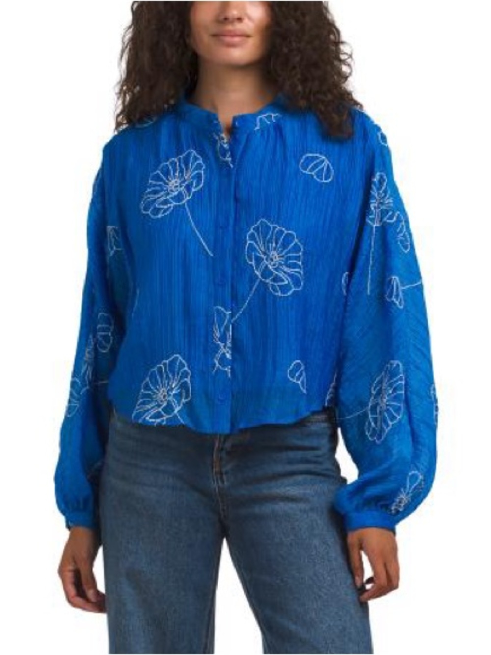 💙 Ciebon Alzena Embroidered Batwing Button Down Blouse💙